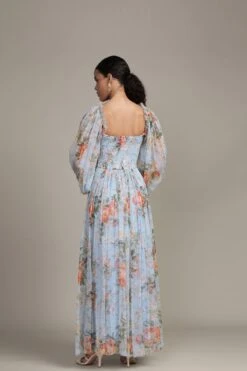 Lana Maxi Dress In Blue Floral Print -Lace & Beads Shop RESIZED Lana Maxi in Blue Floral 13