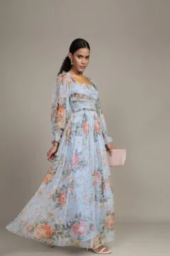 Lana Maxi Dress In Blue Floral Print -Lace & Beads Shop RESIZED Lana Maxi in Blue Floral 3