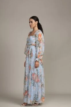 Lana Maxi Dress In Blue Floral Print -Lace & Beads Shop RESIZED Lana Maxi in Blue Floral 7