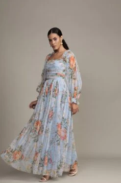 Lana Maxi Dress In Blue Floral Print -Lace & Beads Shop RESIZED Lana Maxi in Blue Floral 8