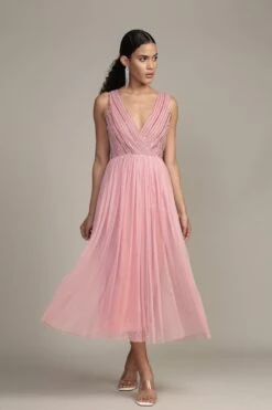 Millie Midi Embellished Dress In Pink