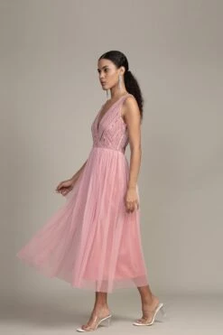 Millie Midi Embellished Dress In Pink -Lace & Beads Shop RESIZED Millie Midi in Pink 4