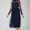 Roman Lola Polka Dot Midi Dress In Navy Blue -Lace & Beads Shop RL6 Copy