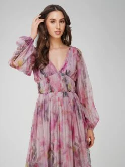 Rachel Purple Printed Midi Dress -Lace & Beads Shop RachelMidi 1 1