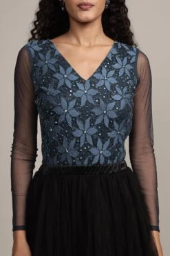 Rana Beaded Bodysuit -Lace & Beads Shop Rana Bodysuit in Navy 15