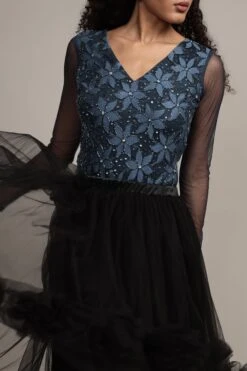 Rana Beaded Bodysuit -Lace & Beads Shop Rana Bodysuit in Navy 2