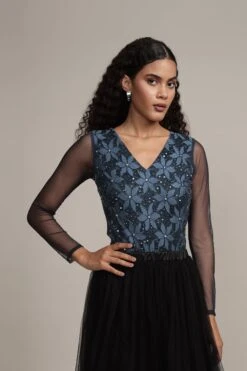 Rana Beaded Bodysuit -Lace & Beads Shop Rana Bodysuit in Navy 5