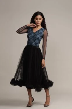 Rana Beaded Bodysuit -Lace & Beads Shop Rana Bodysuit in Navy 6