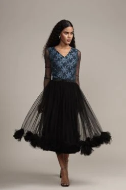 Rana Beaded Bodysuit -Lace & Beads Shop Rana Bodysuit in Navy 7