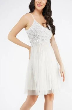 Riri White Tulle Mini Dress -Lace & Beads Shop Riri 2