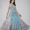 Roka Floral One Shoulder Maxi Dress In Blue 1 Roka Floral One Shoulder Maxi Dress In Blue -Lace & Beads Shop RokaMaxi 4