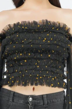 Rolf Black Tulle Top With Gold Polka -Lace & Beads Shop RolfTop 7