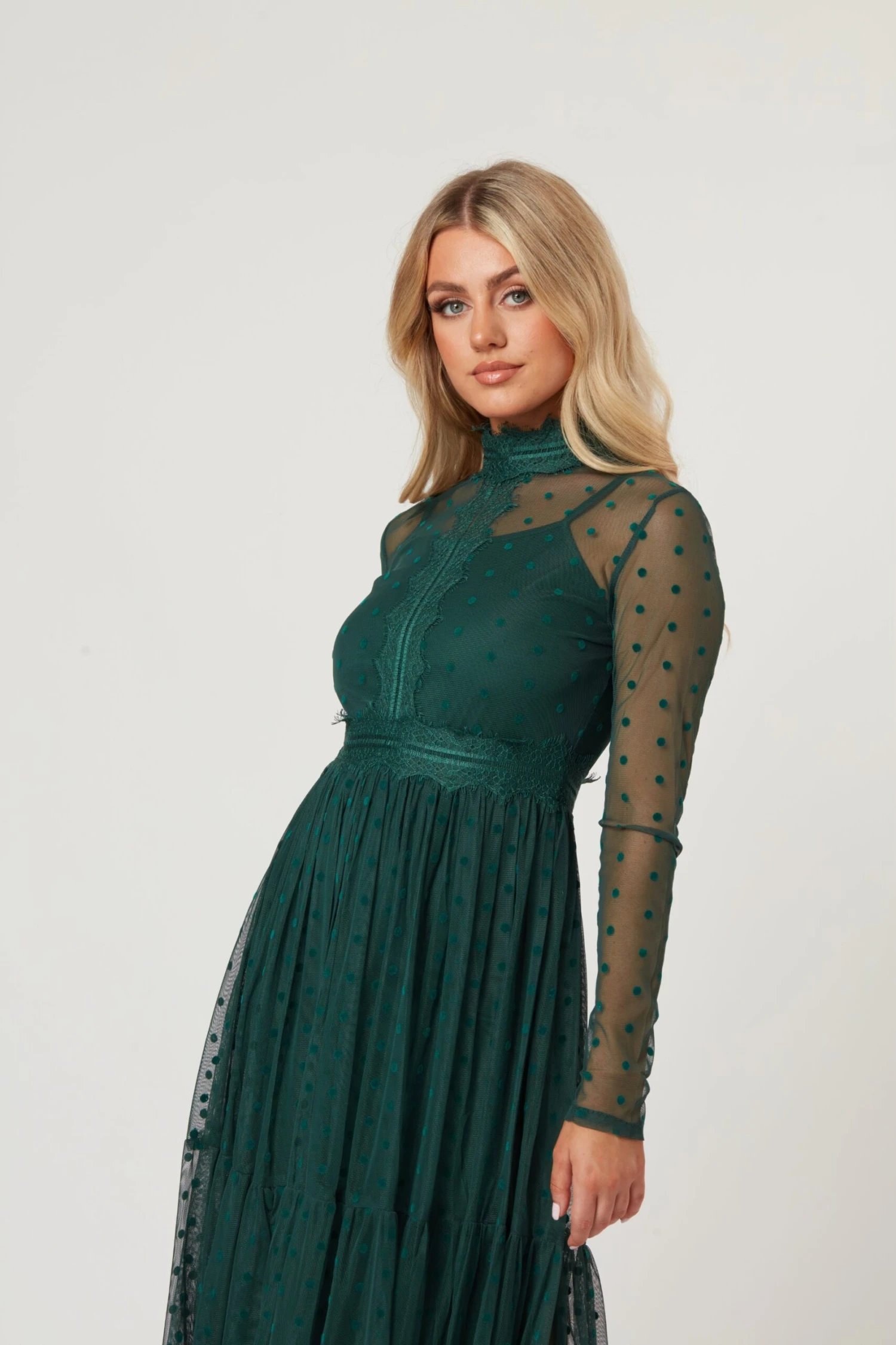 Roman Lola Polka Dot Midi Dress In Green 5 Roman Lola Polka Dot Midi Dress In Green - Image 3
