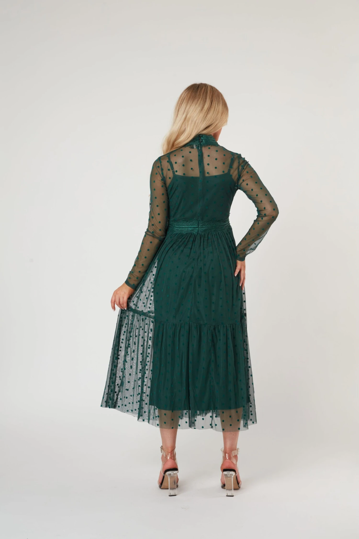 Roman Lola Polka Dot Midi Dress In Green 9 Roman Lola Polka Dot Midi Dress In Green - Image 7