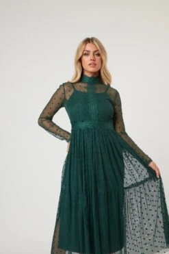 Roman Lola Polka Dot Midi Dress In Green 24 Roman Lola Polka Dot Midi Dress In Green -Lace & Beads Shop RomanLola 26