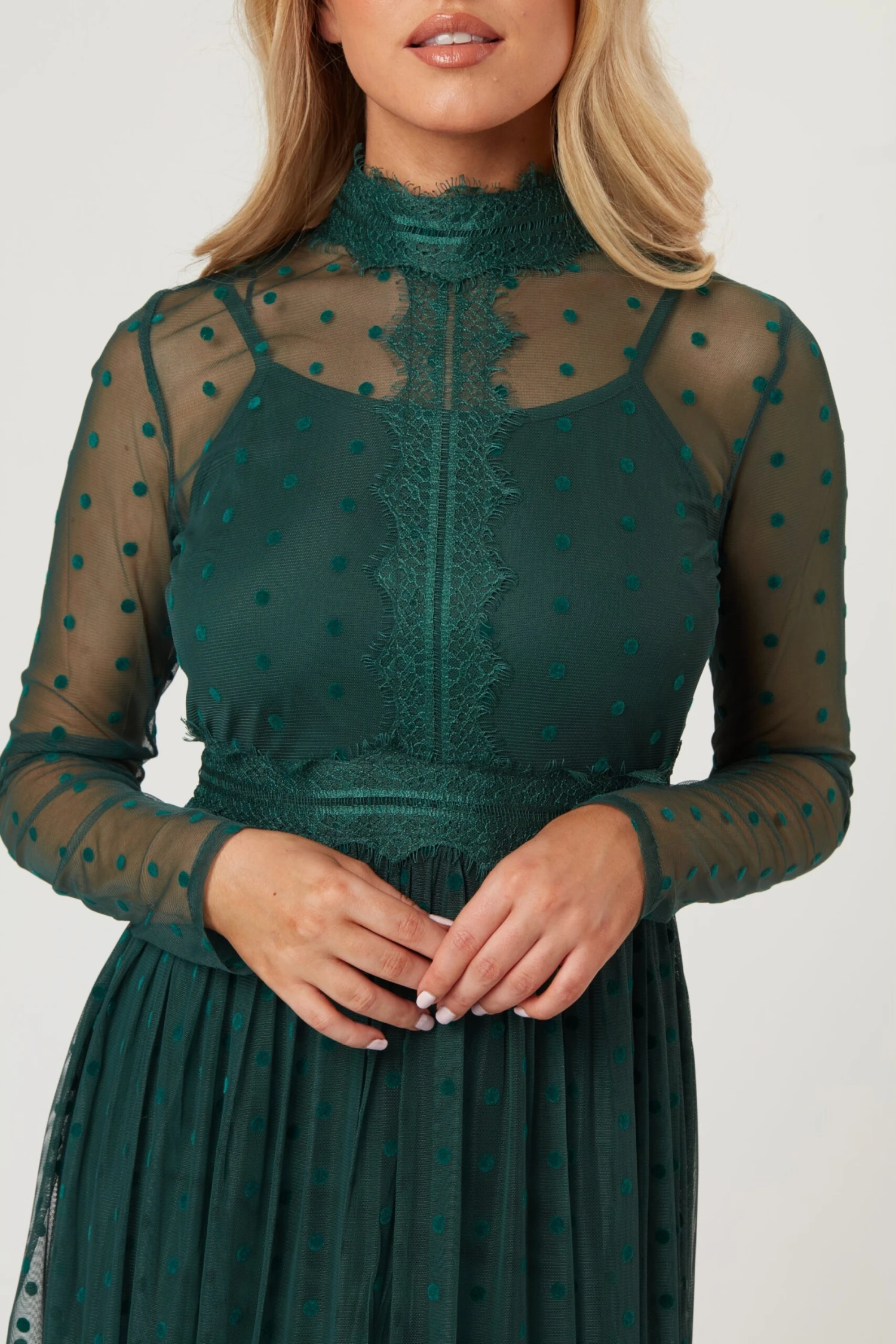 Roman Lola Polka Dot Midi Dress In Green 4 Roman Lola Polka Dot Midi Dress In Green - Image 2