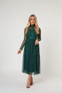 Roman Lola Polka Dot Midi Dress In Green 21 Roman Lola Polka Dot Midi Dress In Green -Lace & Beads Shop RomanLola 4