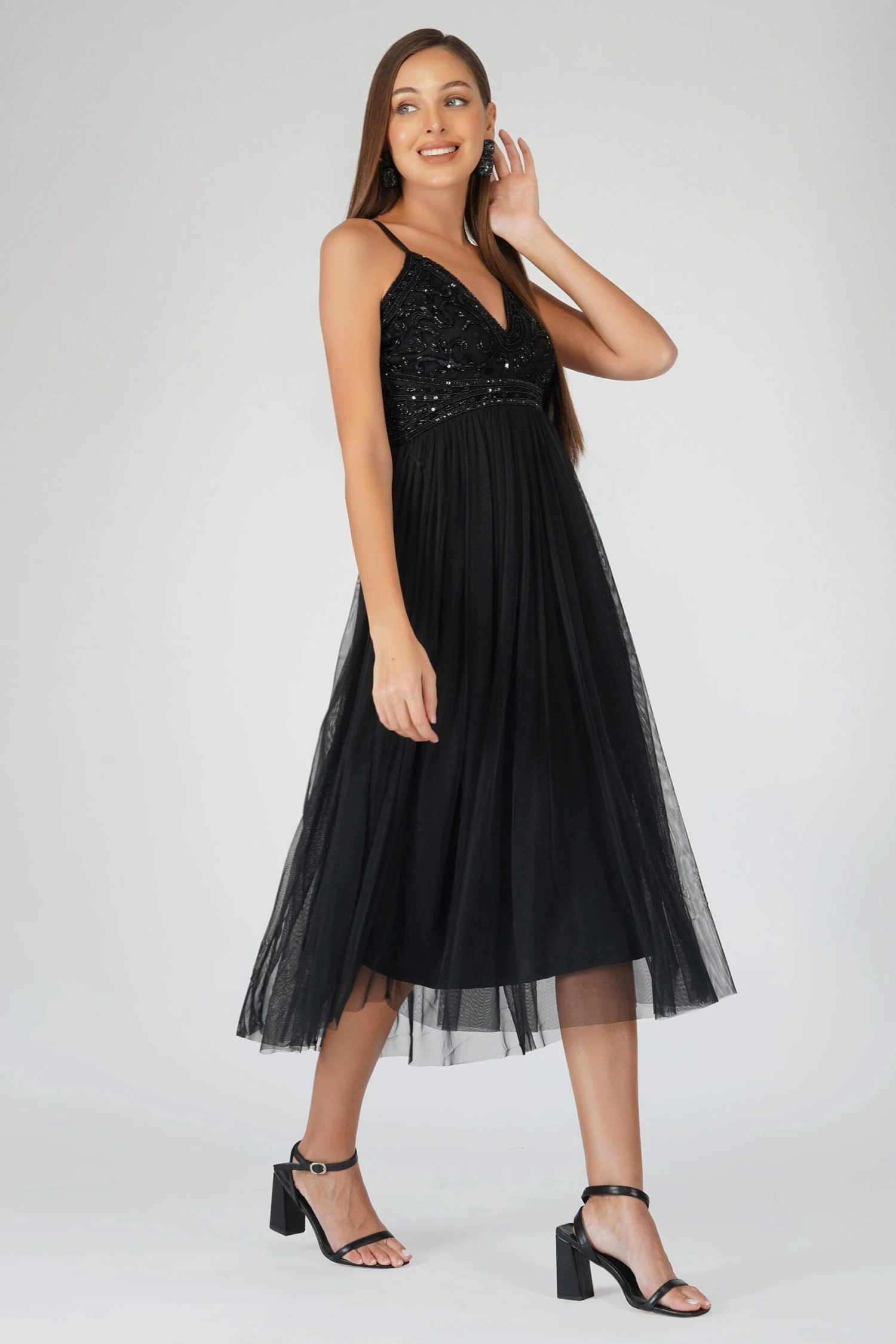 Ruhi Embellished Midi Dress In Black 4 Ruhi Embellished Midi Dress In Black - Image 2