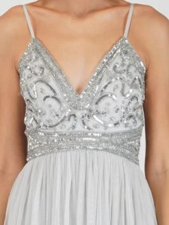 Ruhi Embellished Midi Dress In Grey -Lace & Beads Shop Ruhi 3