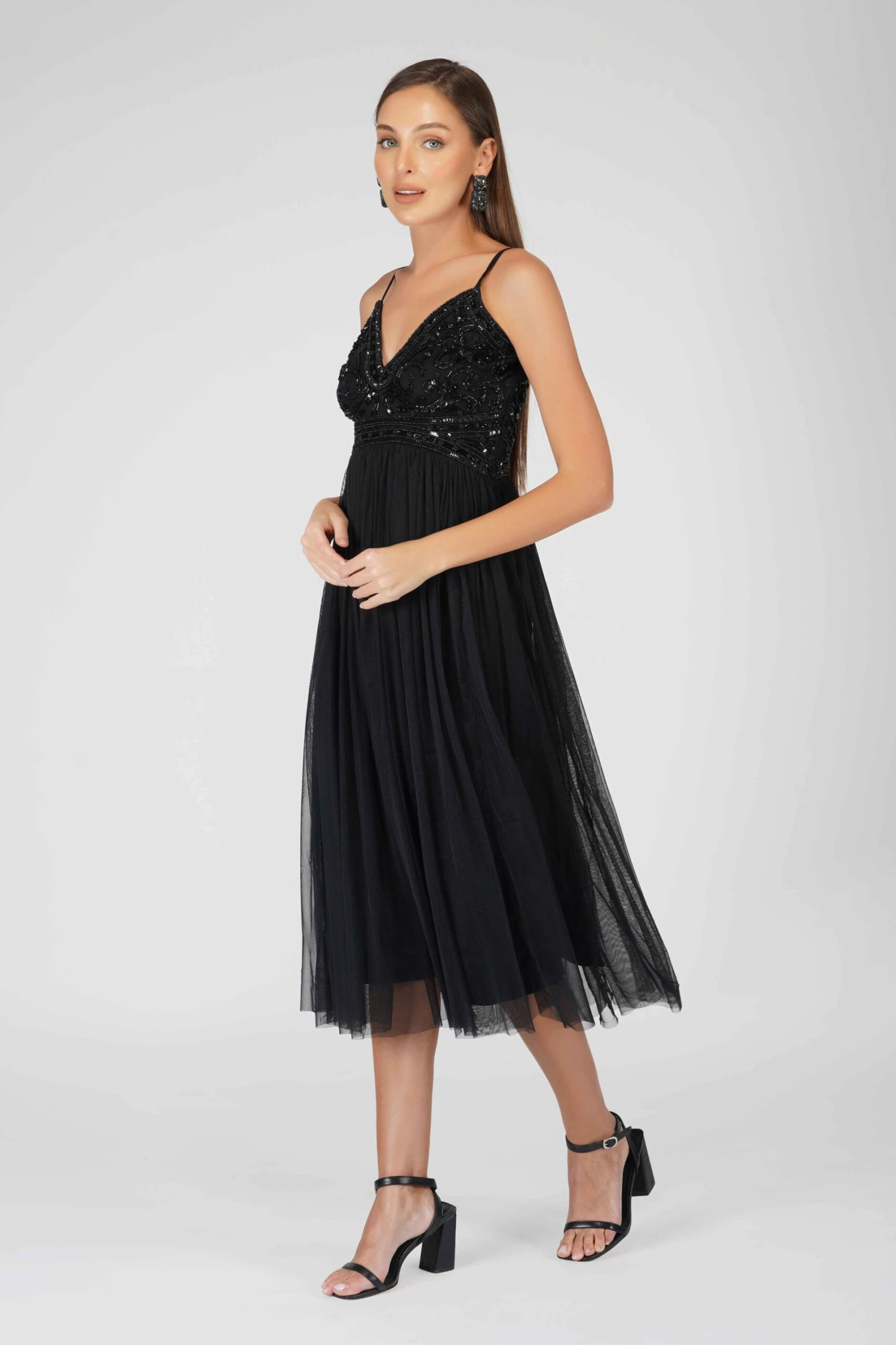 Ruhi Embellished Midi Dress In Black 5 Ruhi Embellished Midi Dress In Black - Image 3