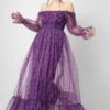Ruth Purple Printed Tulle Dress -Lace & Beads Shop RuthPurplePrint 1