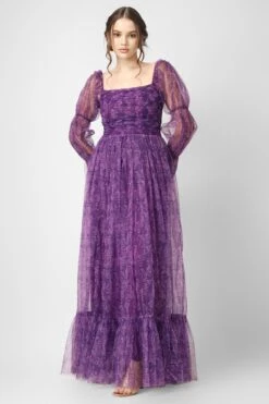 Ruth Purple Printed Tulle Dress -Lace & Beads Shop RuthPurplePrint 6