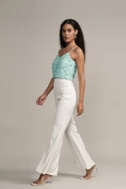 Sandy Sequin Cami Top In Aqua -Lace & Beads Shop Sandy Embellished Top in Aqua 4