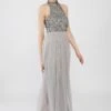 Sareen Grey Embellished Maxi Dress