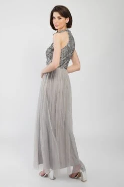 Sareen Grey Embellished Maxi Dress -Lace & Beads Shop Sareen 4
