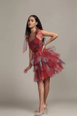 Sava Mini Dress In Red Print -Lace & Beads Shop Sava Mini in Red Print 8