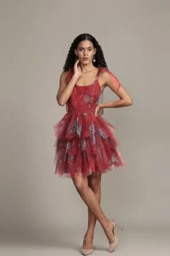 Sava Mini Dress In Red Print -Lace & Beads Shop Sava Mini in Red Print 9