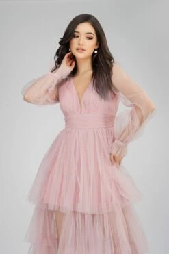 Salma Long Sleeve Tulle Maxi Dress In Pink -Lace & Beads Shop SelmaMaxi 4