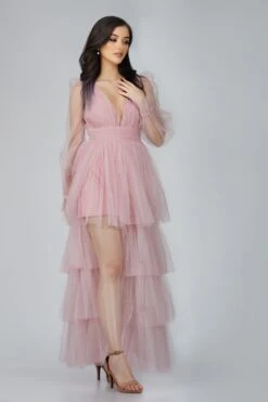 Salma Long Sleeve Tulle Maxi Dress In Pink -Lace & Beads Shop SelmaMaxi 5