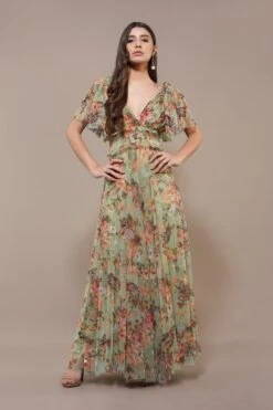 Shelby Maxi Dress In Light Green Floral