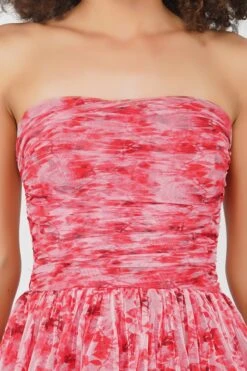 Shiloh High Low Tulle Dress In Red Floral -Lace & Beads Shop Shiloh 4