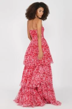 Shiloh High Low Tulle Dress In Red Floral -Lace & Beads Shop Shiloh 5