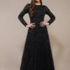 Sila Long Sleeve Embellished Maxi Dress In Black