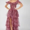 Sydney Tulle Maxi Dress In Burgundy Print -Lace & Beads Shop SydneyBurgundyPrint 3 size