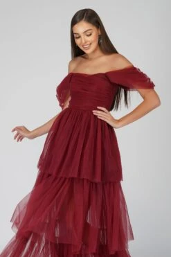 Sydney Burgundy Tulle Maxi Dress -Lace & Beads Shop SydneyBurgundy 6