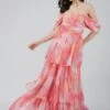 Sydney Chiffon Maxi Dress In Coral Print