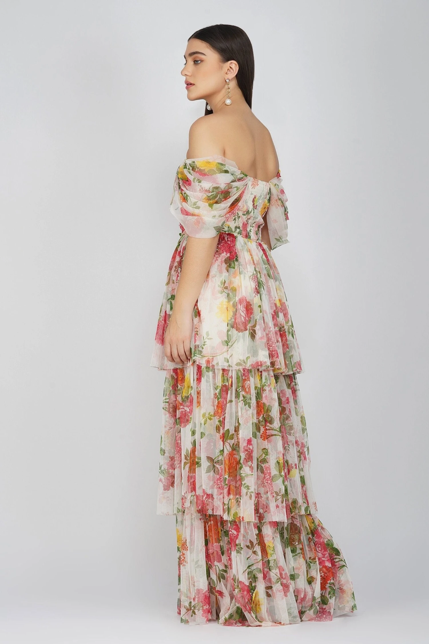 Sydney Tulle Maxi Dress In Bright Floral 5 Sydney Tulle Maxi Dress In Bright Floral - Image 3