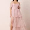 Sydney Off Shoulder Tulle Maxi Dress In Dusty Pink -Lace & Beads Shop Sydney Maxi in Dusty Pink 5
