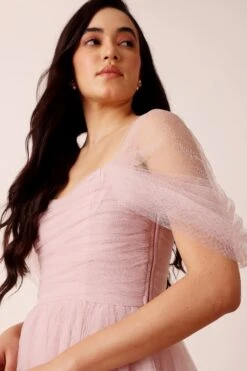 Sydney Off Shoulder Tulle Maxi Dress In Dusty Pink -Lace & Beads Shop Sydney Maxi in Dusty Pink 7