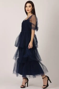 Sydney Tulle Midi Dress In Navy -Lace & Beads Shop Sydney Midi Navy 2 1