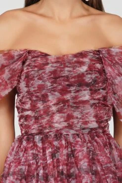 Sydney Tulle Maxi Dress In Burgundy Print -Lace & Beads Shop SydneyburgundyPrint 5 40fa53cc dd32 41bf 8bc3 128c1b1f9027