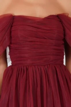 Sydney Burgundy Tulle Maxi Dress -Lace & Beads Shop Sydneyburgunfy 5