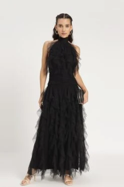 Tabitha Maxi Ruffle Dress In Black -Lace & Beads Shop Tabitha Maxi in Black 4