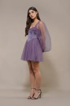 Tara Mini Dress In Lilac -Lace & Beads Shop Tara Mini Dress in Lilac 5