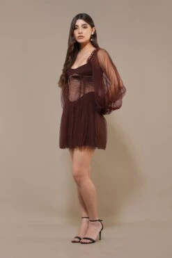 Tara Mini Dress In Coffee Brown -Lace & Beads Shop Tara Mini in Coffee Brown 5 a651fd55 e716 441a b7fe d6196b147d31