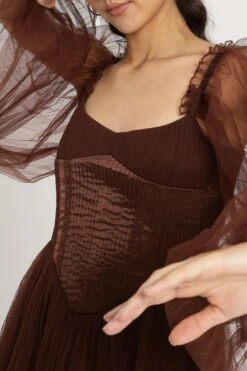 Tara Mini Dress In Coffee Brown -Lace & Beads Shop Tara Mini in Coffee Brown 7